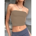 thumbnail image 5 of Women'S Tube Tops Strapless Crop Tops Basic Backless Sleeveless Going Out Outfits Summer Clothes Camel Color M, 5 of 8
