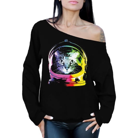 Awkward Styles Cat Sweater Space Pet Off Shoulder Tops for Women