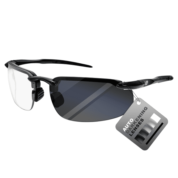 Birdz Skyline Auto-Darkening Safety Glasses Photochromic Transitional Sunglasses Black w/ Anti-Fog and UV Protection ANSI Z87.1 