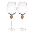 thumbnail image 1 of Juego de 2 Copas de Vino con Borde Dorado de Cristal, Elegantes Copas de Champán Decorativas de Tallo con Diamantes, Copas de Cóctel, Regalos A, 1 of 5