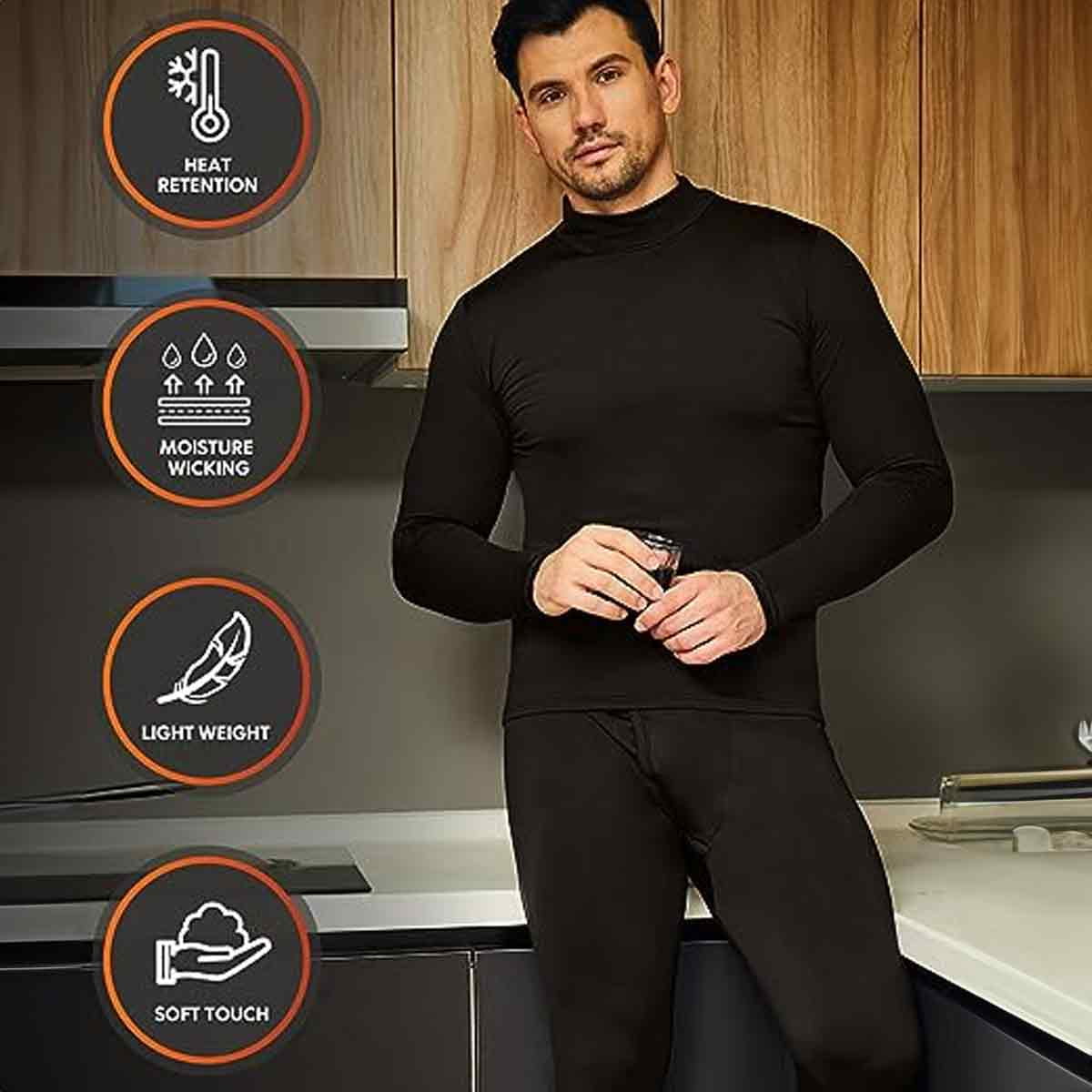 Mens Thermal Underwear Set, Fleece Long Johns for Men Extreme Cold Winter -  XL 