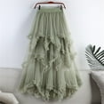 thumbnail image 3 of XVJRHAK Womens Skirt Women's Tulle Skirt Ruffle Multilayer Mesh A Line Tier Tutu Prom Wedding Long Tulle Skirts (Army Green,One Size), 3 of 4
