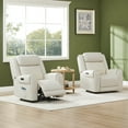 thumbnail image 4 of Spruce & Spring Wall Hugger Genuine Leather Power Recliner with Headrest, Cream, 4 of 10
