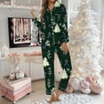 thumbnail image 4 of Christmas Pajamas for Women Set 2025 Silk Long Sleeve Button Collared Sleep Shirt and Pants Pjs Set Womens Pajama Sets, 4 of 6