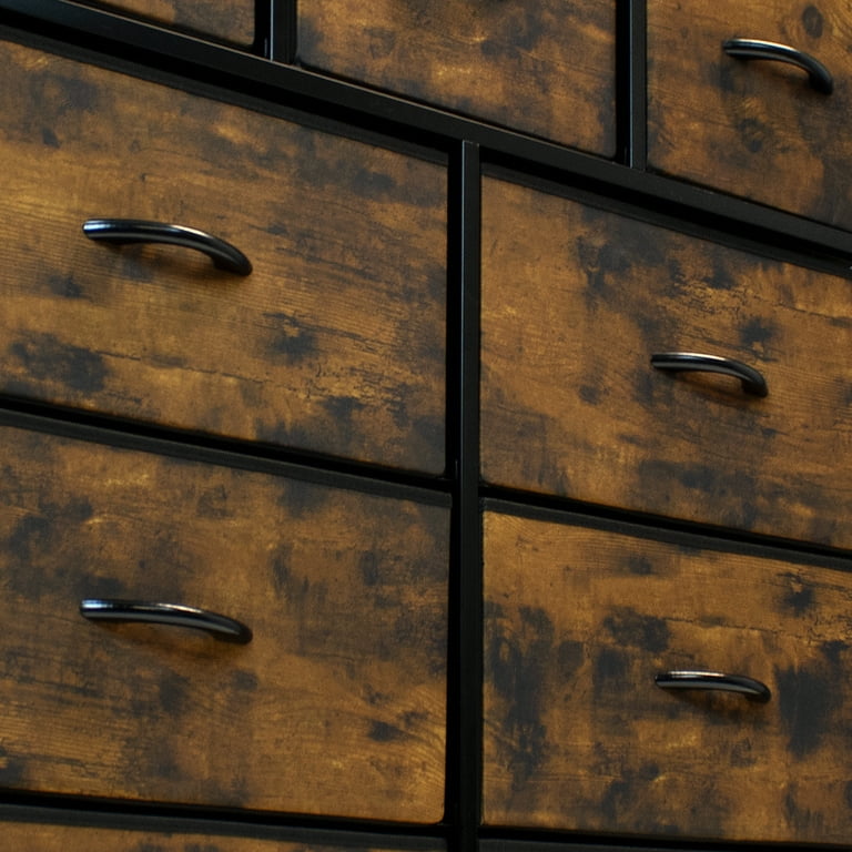 Brown dresser with black hardware deals