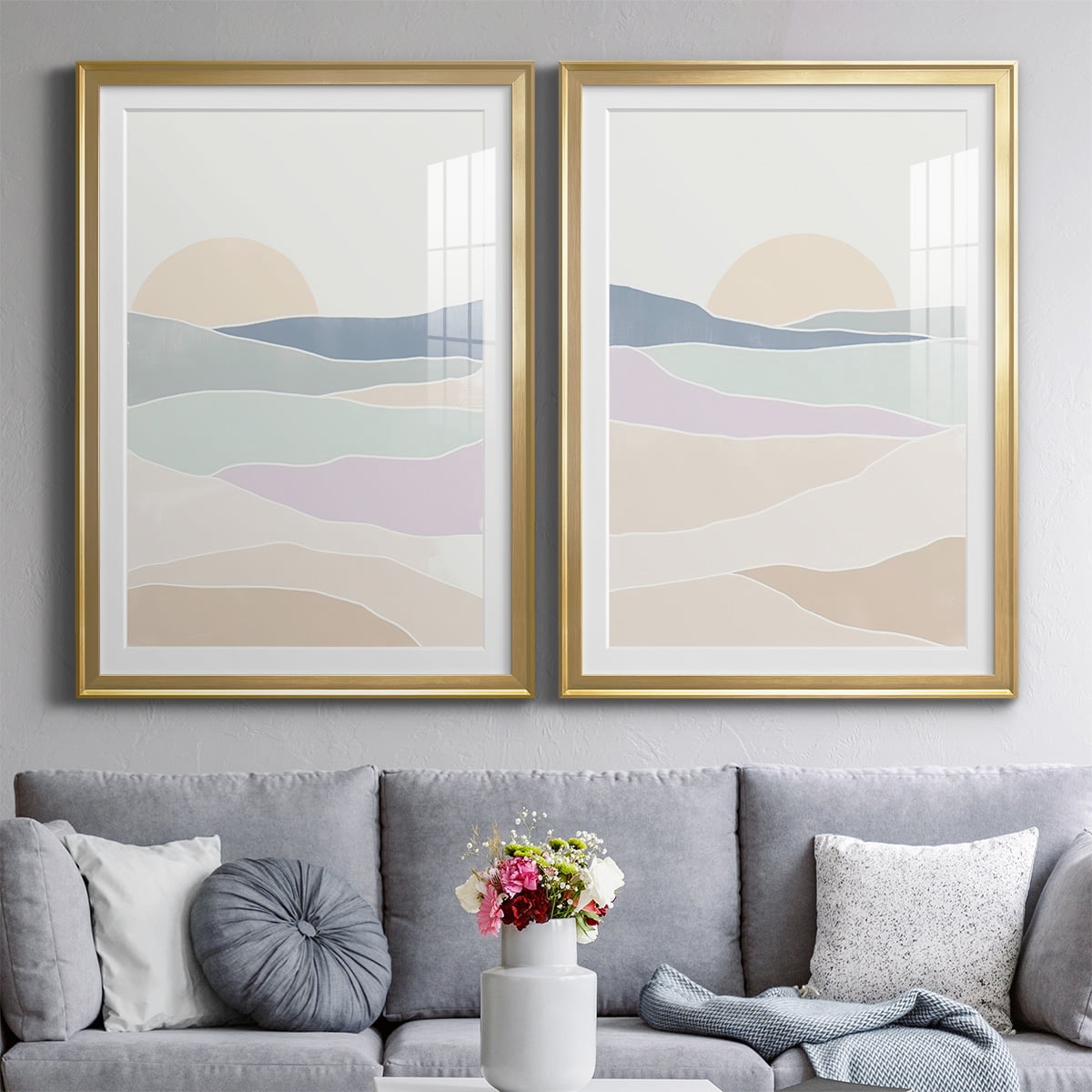 Wexford Home Wave Tableau I Premium Framed Print, 26.5" x 36.5" - Ready to Hang, Gold (Set of 2)