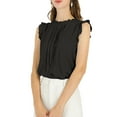 thumbnail image 2 of INSPIRE CHIC Mother's Day Women's Sleeveless Blouse Ruffled Pleated Wear-to-Work Chic Blouse 3XL Black, 2 of 7