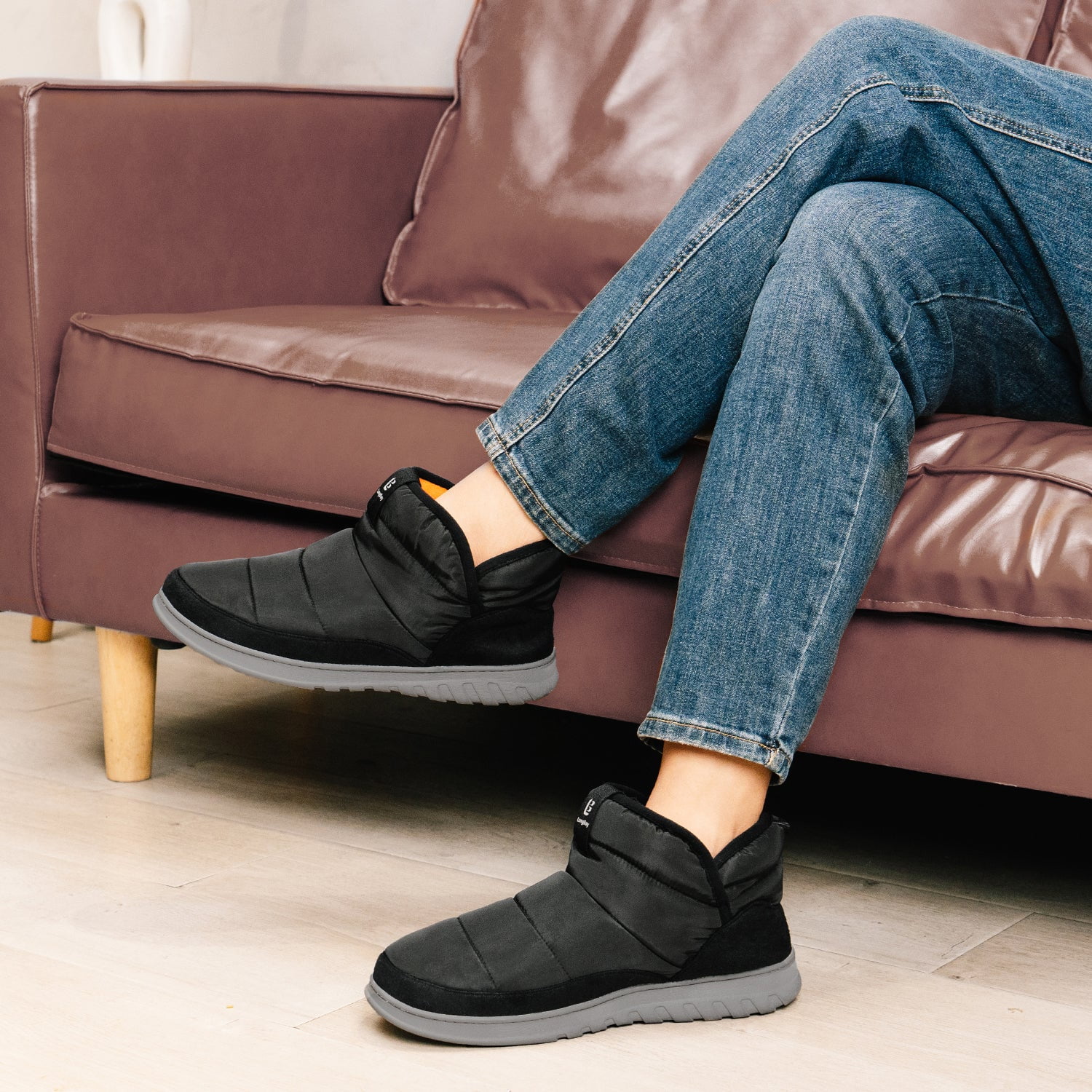 LongBay Mens Bootie Slippers with Memory Foam Indoor Outdoor Warm House Shoes Sport Lounge Camping Boots
