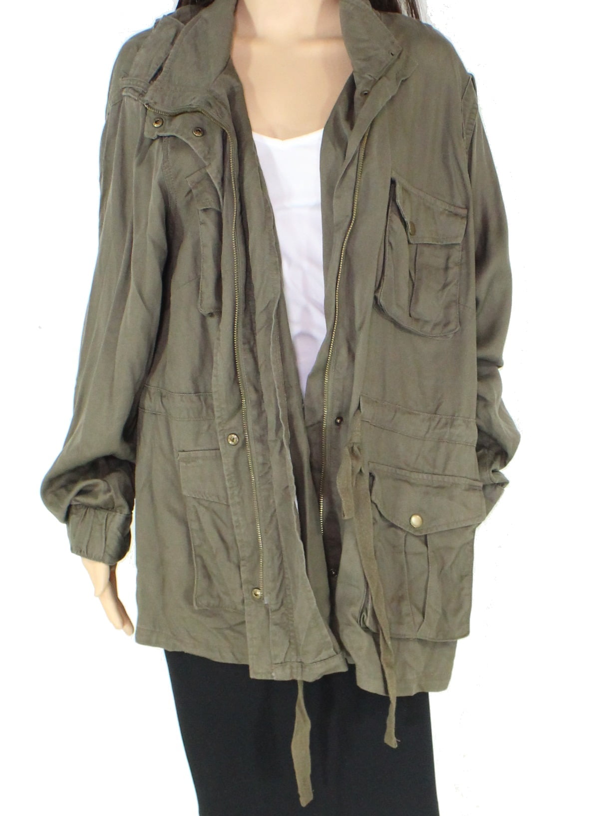 Womens Cargo Military Jacket Olive Plus Drawstring 2X - Walmart.com