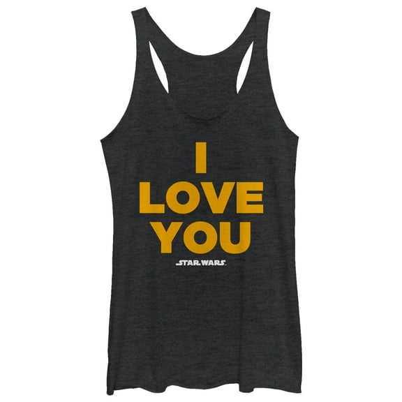 Women's Star Wars Princess Leia I Love You  Racerback Tank Top Black Heather Small