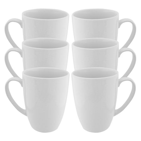 Fuse (6 Pack) White Coffee Mug With Handles Set Glazed Ceramic Mug 15oz Reusable Diner Tea Cup (Best Reusable Coffee Mug)