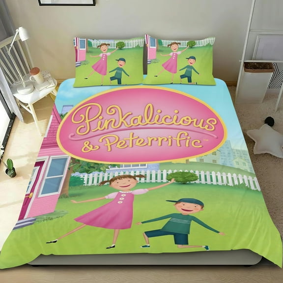 Pinkalicious and Peterrific-themed Bed Sheet Set Three Piece Set Comfortable And Skin Friendly Unique Design Home Decor Gifts For Family Friends fans36x75Inches（90cm*190cm）