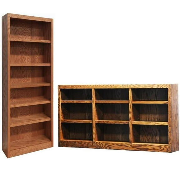 Home Square 2-Piece Set with 84" Tall 6-Shelf Bookcase Tall Triple Wide Bookcase