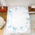 thumbnail image 5 of Feelyou Blue Princess Bowknot Full Size Sheets, Cartoon Ribbon Bed Sheets, 4-Piece, 5 of 7