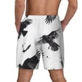 thumbnail image 4 of Goofa Monochrome Flying Ravens Printed Men's Swim Trunks Board Shorts Quick Dry Mens Swimming Trunks with Compression Liner,Breathable Fit Hawaii Beach Shorts-Medium, 4 of 9