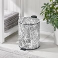 thumbnail image 2 of mDesign Round Metal 1.3 Gallon Step Trash Can, Lid, Removable Liner, Gray Marble, 2 of 7