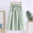 thumbnail image 2 of ASFGIMUJ Women's Casual High Waist Pleated A Line Midi Skirt With Pocket, 2 of 4
