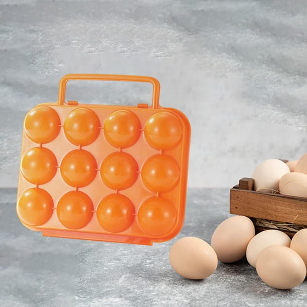 Contenedor portátil para guardar huevos, caja de protección con 12 compartimentos, ideal para mochileros, senderismo, caravanas y hogares. Naranja