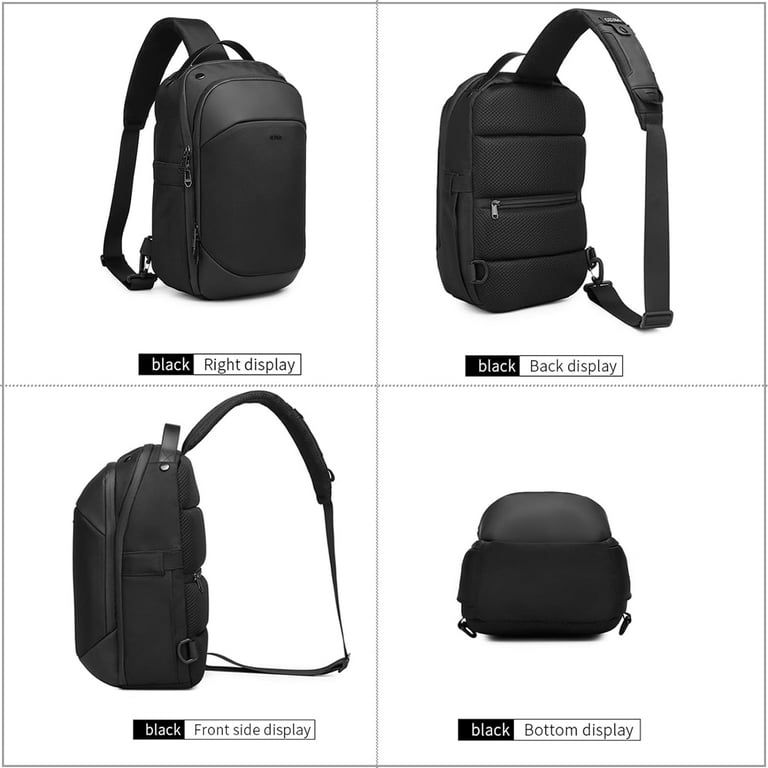 OZUKO Business Sling Bag for Men Fit 12.9 Inch iPad Pro 15L Large Sling Backpack Waterproof Crossbody Shoulder Chest Bag Black