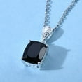 thumbnail image 3 of Black Spinel Pendant Necklace for Women Platinum Plated 925 Sterling Silver - Cubic Zirconia Jewelry Stainless Steel Chain Size - 20" CT 5.1 Engagement Anniversary Wedding Christmas Gifts, 3 of 6