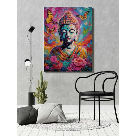 RIVAAZ CRAFT Buddha Wall Painting For Wall Decoration Canvas Wall Painting For Home Decor, Living Room, Bedroom, Office Hotel (22x34 inch CH-BD2)