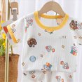 thumbnail image 6 of NOLDARES Newborn Baby Boy Clothes 2pcs Crewneck Short Sleeve Round Neck Top Drawstring Shorts Dinosaur Pattern Outfits(Yellow,2-3 Y), 6 of 6