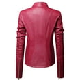 thumbnail image 6 of Leather Jackets for Women Zpanxa Women Faux Leather Moto Biker Short Coat Jacket, Plus Size Short Lightweight Motorcycle Biker Jacket, Fitted Slim Jackets Coat Wine L, 6 of 6