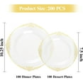 thumbnail image 2 of 200 PCS Clear and Gold Plastic Plates for 100 Guests, Elegant Clear Disposable Plates with Gold Trim, Include 100 PCS Dinner Plates, 100 PCS Dessert Plates for Party, Birthday and Graduation, 2 of 7