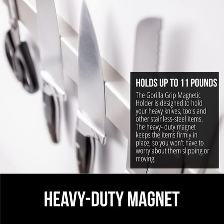 GORILLA GRIP Magnetic Knife Holder, 304 Stainless Steel Wall Mounted Magnet Strip for Knives, 24 Inch