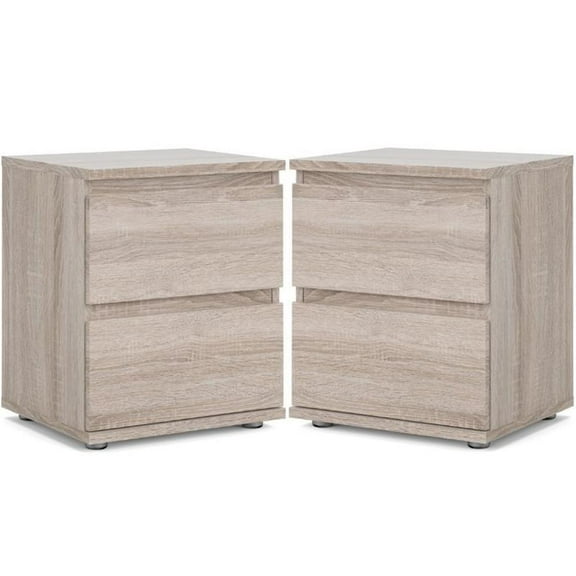 Home Square 2 Piece 2 Drawer Nightstand Set in Truffle