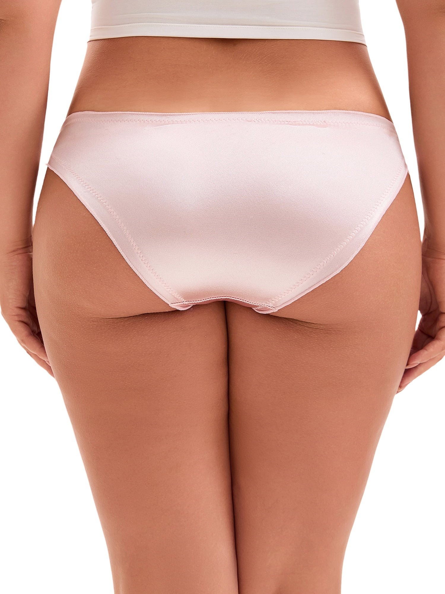 Unique Bargains Low Waist Frill Trim Satin Full Coverage Briefs XL Pink
