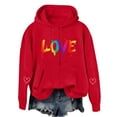 thumbnail image 5 of Valentines Day Hoodies for Women Casual Loose Pullover Sweatshirts Long Sleeve Red Sweater Tops with Pockets, L, 5 of 7