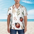 thumbnail image 2 of Fotbe Watercolor Ladybug Hawaiian Shirt for Men Unisex Summer Beach Casual Short Sleeve Cotton Linen Button Down Shirts-Large, 2 of 5