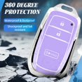 thumbnail image 5 of Key Fob Cover Compatible with Toyota Tacoma 4runner Prius Corolla Cross Hatchback Tundra Sequoia 2022-2025 3 Button Keychain Case Holder Protector,Silver/Purple, 5 of 6