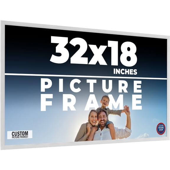 32x18 Frame White Solid Wood Picture Frame Includes UV Acrylic Shatter Guard Front, Acid Free Foam