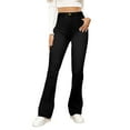 thumbnail image 6 of BLOCLOALO Wide Leg Jeans Flare Jeans Denim Pants High Waisted Pants Stretch Pants Loose Solid Color Slim Fit Pants with Pockets Elastic Pants for Women Women's Trousers Women's Athletic Pants Black L, 6 of 7