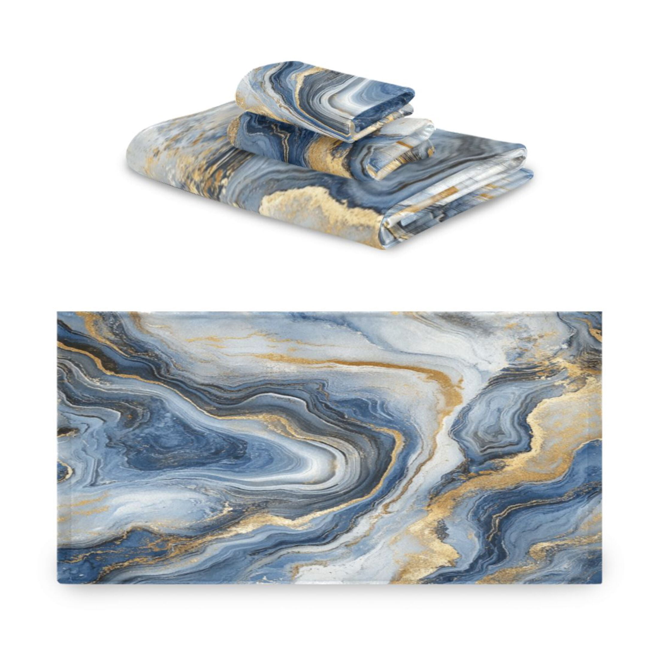 Three-Piece Towel Set Face Towel Towel Set Hand Towel Bath Towel Cotton Bath Towels Bath Towel Sets Hand Bath Towels Blue Marble