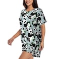 thumbnail image 2 of Susaid Panda And Eucalyptus Print Women's Pajama Set, Button-Up Sleepwear with Elastic Waist Shorts, Perfect for Lounging, Yoga, Beach, and Casual Wear-Medium, 2 of 7