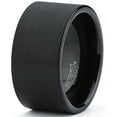 thumbnail image 2 of Bague Anneau pour Homme en Carbure de Tungstène à Dessus Plat Noir Brossé, Ajustement Confortable 12 mm, 2 of 6