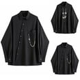 thumbnail image 5 of CENL Men Gothic Loose Black Simple Leisure Button Asymmetrical Top Punk Long Sleeve, 5 of 5