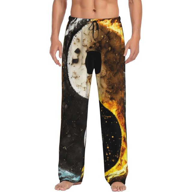 Balery Yin Yang Pantalones de pijama para hombre, pijama ultraligero, pantalón de descanso-Large