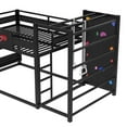 thumbnail image 5 of Bellemave Bunk Bed with Slide & Basketball Hoop, Full over Full Bunk Bed with Pull-up Rings and Climbing Wall, Metal Full Size Loft Bed with Bookcase and Play Space, Black, 5 of 9