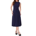 thumbnail image 2 of INSPIRE CHIC Women's Dress Sleeveless Crew Neck High Waist A-Line Office Dresses XL Navy Blue, 2 of 6