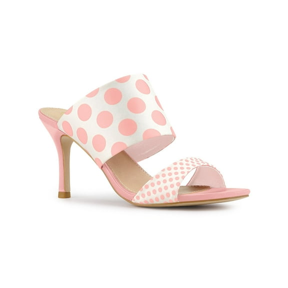 BLISSFUL STEP Women's Printed Stiletto Heels Slides Sandals