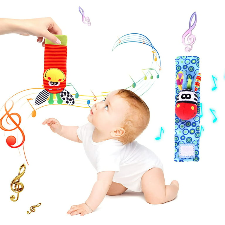 Wrist Rattles Baby Socks Baby Toys Set Soft Sensory Toys for