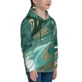 thumbnail image 3 of Fotbe Green And Gold Marble Pattern Youth Pullover Hooded Sweatshirt, Boys Hoodie, Kangaroo Pocket Hoodie for Kids Girls -Large, 3 of 6