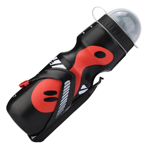 Botella de agua de 650 ml con soporte para portabotellas para bicicletas de montaña (negro)