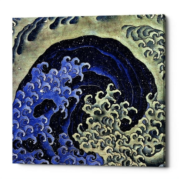 Epic Graffiti  "Feminine Waves (Menami)" by Katsushika Hokusai Giclee Canvas Wall Art - Blue 18" x 18"