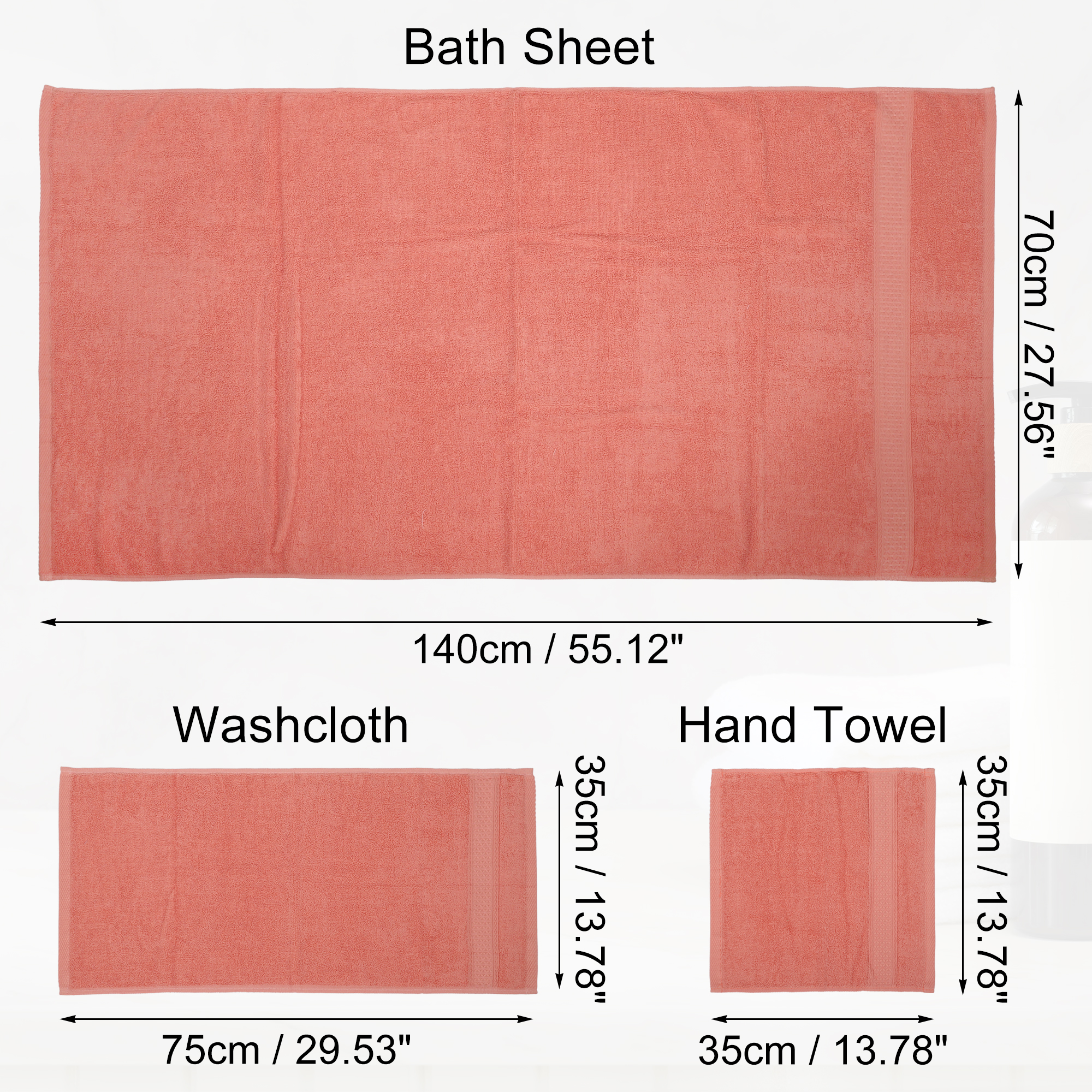 Unique Bargains 3 Pcs Cotton Bath Towel Plain Soft Absorbent Cotton Red