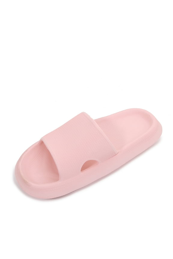 Thick Cushioned Platform Comfy Slippers for Women and Men Summer Beach ?Indoor Outdoor Rubber Open Toe Slides (Pink, Women 10/Men 8)